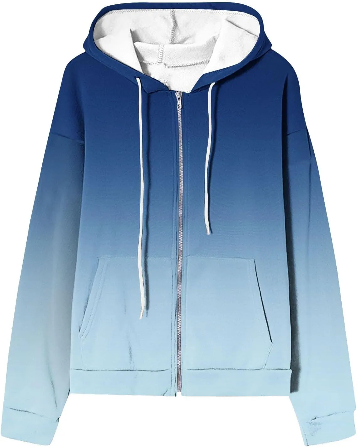 Womens Full Zip Up Sweatshirts Tid Dye Print Hoodies Long Sleeve Casual Jackets Winter Outfits 2024 With Pockets