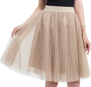 Women's High Waisted A line Street Skirt Skater Pleated Full Midi Shiny Skirt Prom Long Length Skirts with Pockets