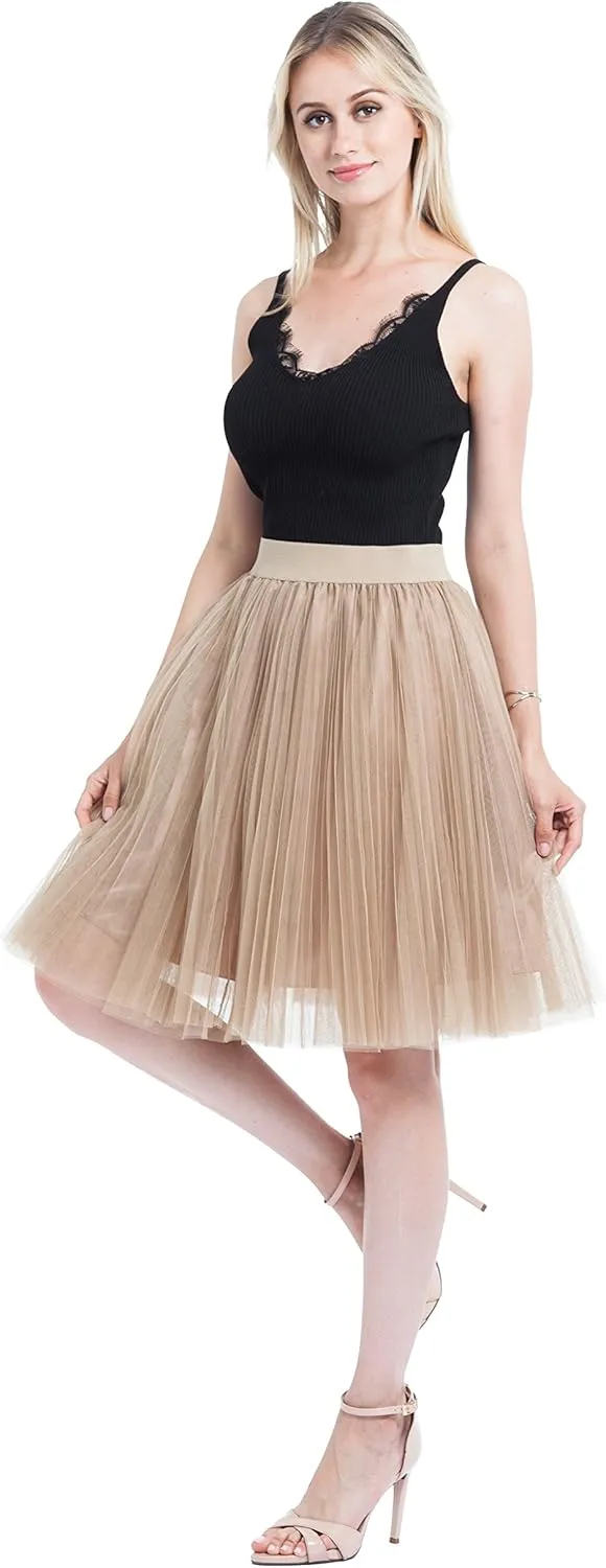 Women's High Waisted A line Street Skirt Skater Pleated Full Midi Shiny Skirt Prom Long Length Skirts with Pockets