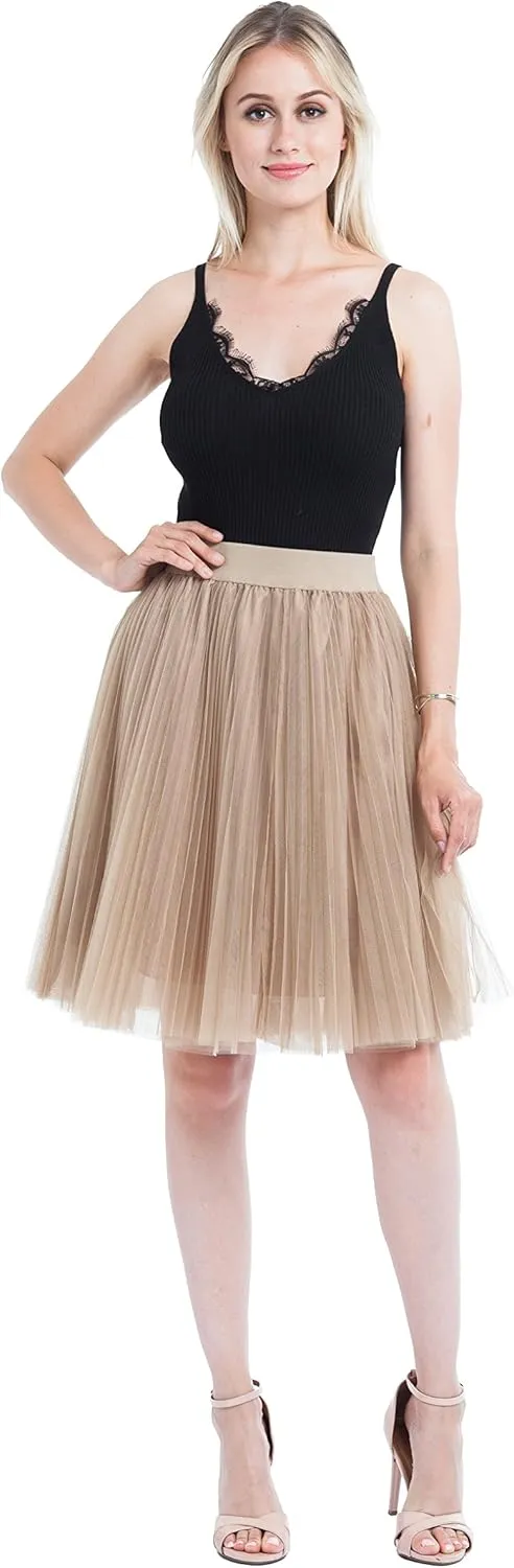 Women's High Waisted A line Street Skirt Skater Pleated Full Midi Shiny Skirt Prom Long Length Skirts with Pockets