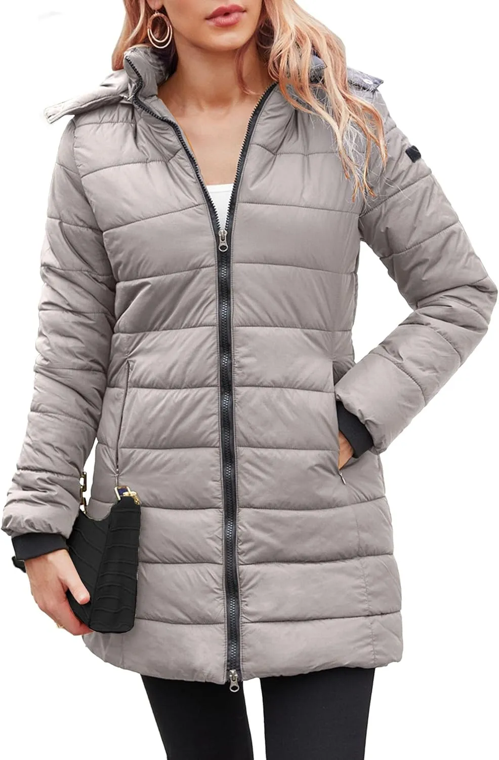 Women's Hooded Warm Winter Coat Long Puffer Jacket Thicken Down Coat Cotton Slimhooded Down Jacket