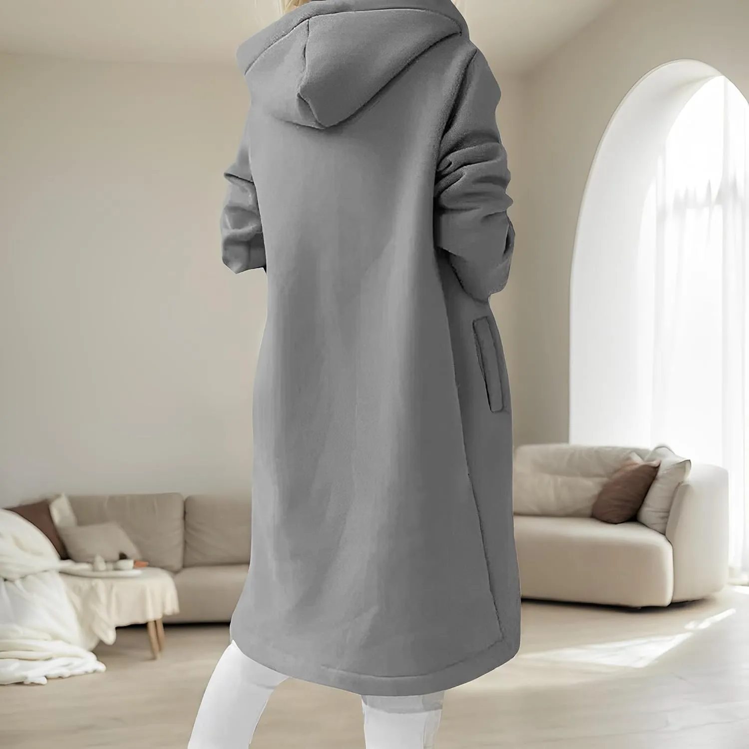 Women's Long Zip Up Oversized Hoodie Casual Loose Tunic Long Sleeve Sweatshirt Open Front Cardigan Jacket with Pockets