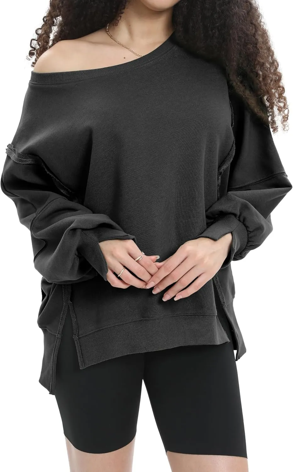 Womens Oversized Sweatshirt Crewneck Pullover Cute Long Sleeve Tops Fall Outfits