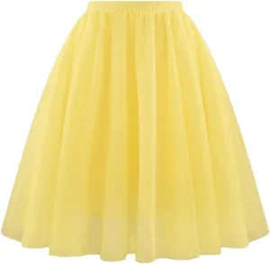 Women's Skirts Elastic High Waist A-Line Solid Color Midi Pleated Skirt Women