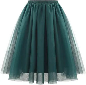Women's Skirts Elastic High Waist A-Line Solid Color Midi Pleated Skirt Women