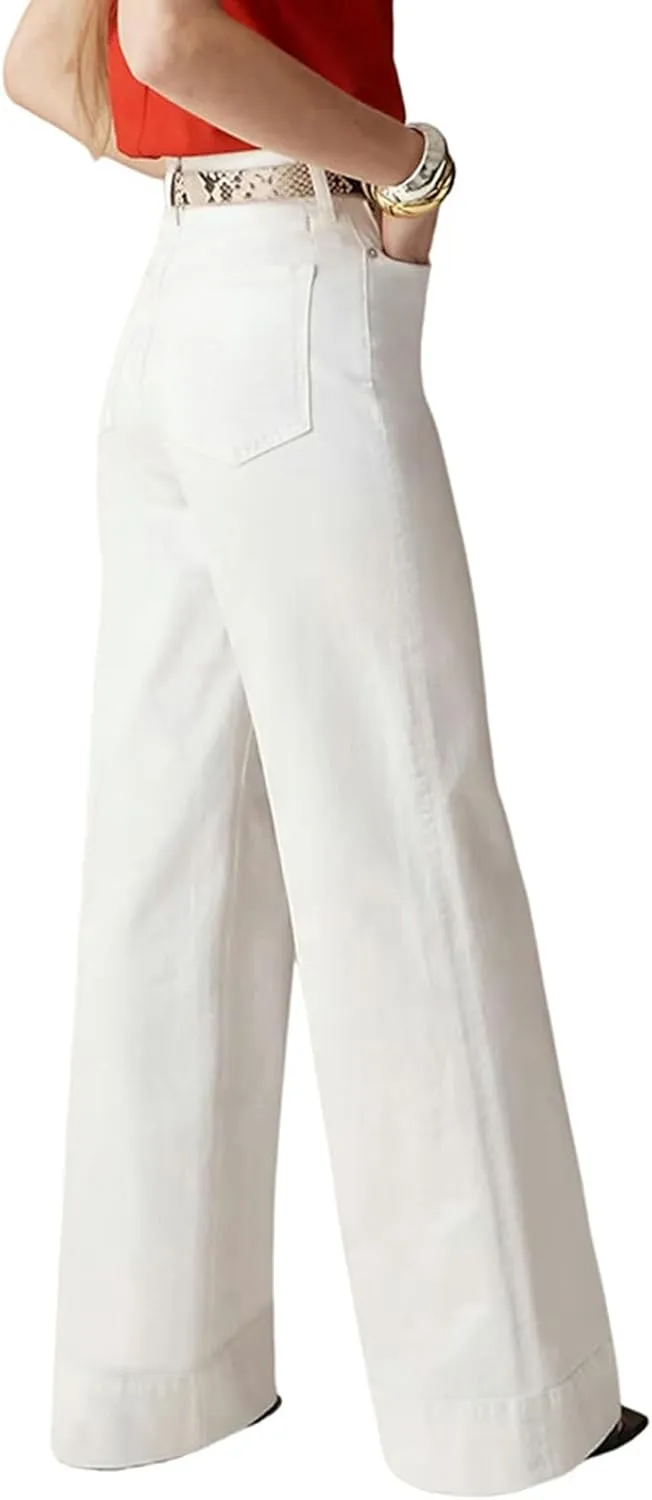 Women's Straight Leg Jeans Tummy Control Trendy High Waisted Stretchy Casual Denim Pants Baggy Trousers