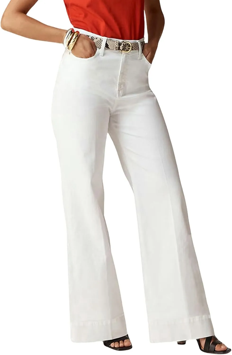 Women's Straight Leg Jeans Tummy Control Trendy High Waisted Stretchy Casual Denim Pants Baggy Trousers