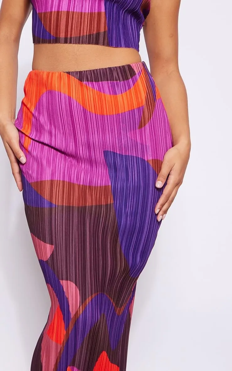 Women's Summer 2 Piece Beach Outfit Casual Sleeveless Pleated Cropped Tank Top High Waisted Maxi Skirt Set