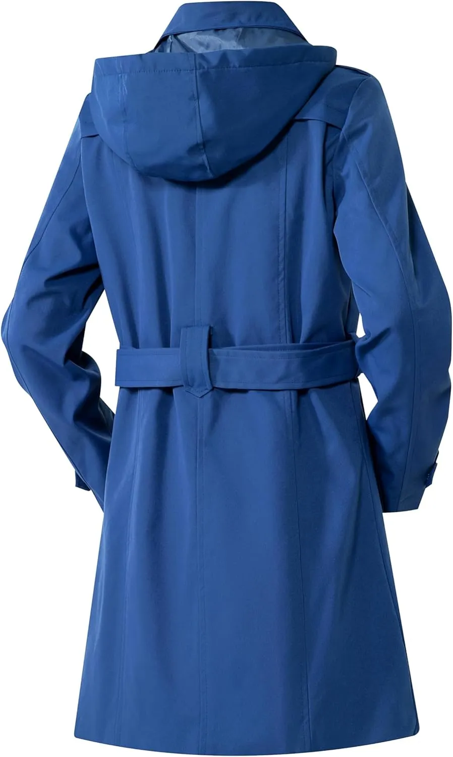 Women's Trench Coat Double Breasted Classic Mid-Length Adjustable Belt Jacket with Detachable Hood and Vest