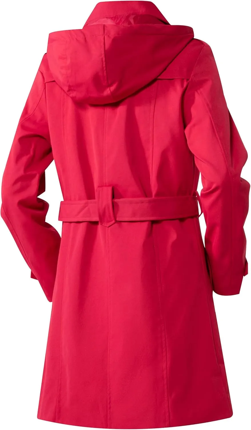 Women's Trench Coat Double Breasted Classic Mid-Length Adjustable Belt Jacket with Detachable Hood and Vest
