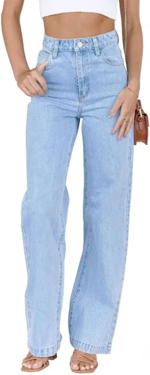 Women's Wide Leg Jeans High Waisted Strechy Baggy Loose Boyfriend Denim Pants