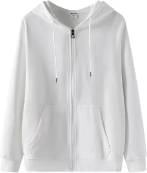 Womens' Zip Up Hoodie Casual Basic Fleeced Light Hoodie Sweatshirt Jersey Outwear Jacket