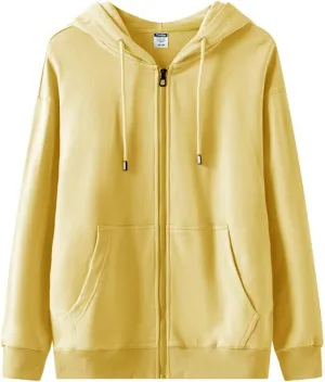 Womens' Zip Up Hoodie Casual Basic Fleeced Light Hoodie Sweatshirt Jersey Outwear Jacket