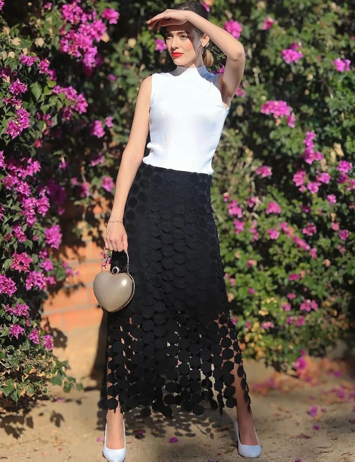 Yimoon Womens Hollow Out Maxi Skirt Elastic Waist Fringe Hem Long Skirt Tassel Trim Cocktail Party Midi Skirt