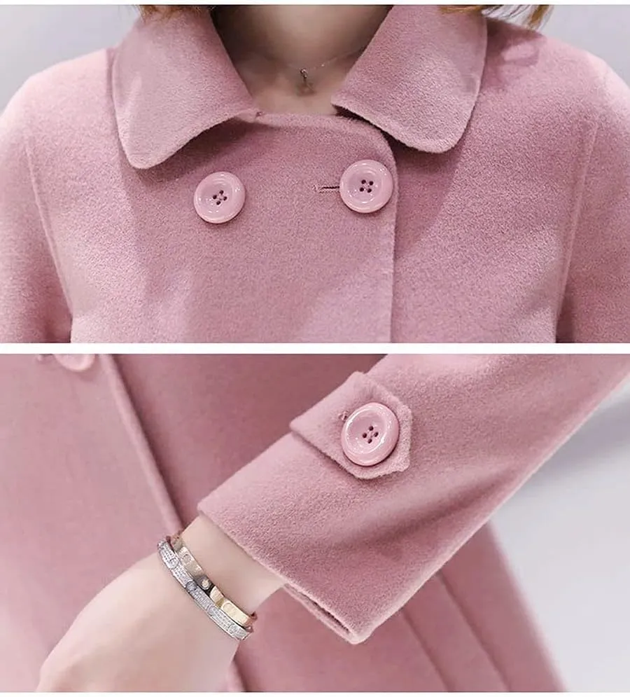 Ylingjun Womens Double Breasted Wool Jackets Casual Classic Fit Pea Coat Outwear