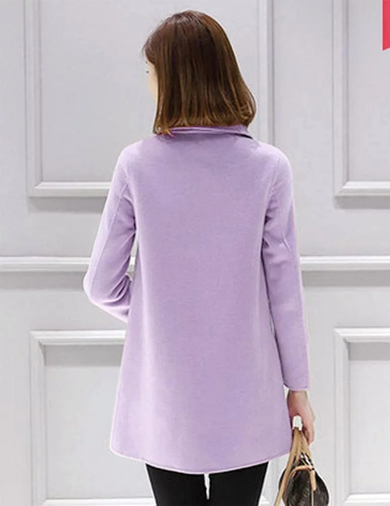 Ylingjun Womens Double Breasted Wool Jackets Casual Classic Fit Pea Coat Outwear