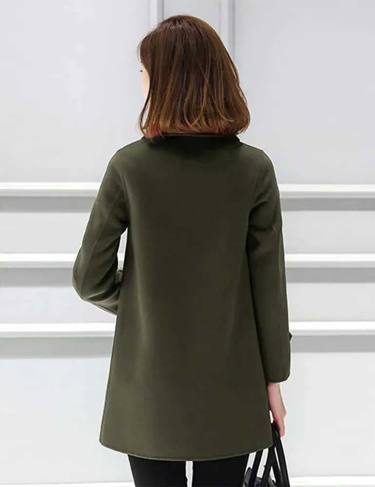 Ylingjun Womens Double Breasted Wool Jackets Casual Classic Fit Pea Coat Outwear