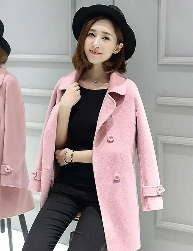 Ylingjun Womens Double Breasted Wool Jackets Casual Classic Fit Pea Coat Outwear