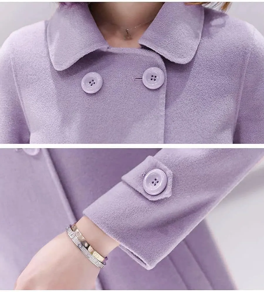Ylingjun Womens Double Breasted Wool Jackets Casual Classic Fit Pea Coat Outwear