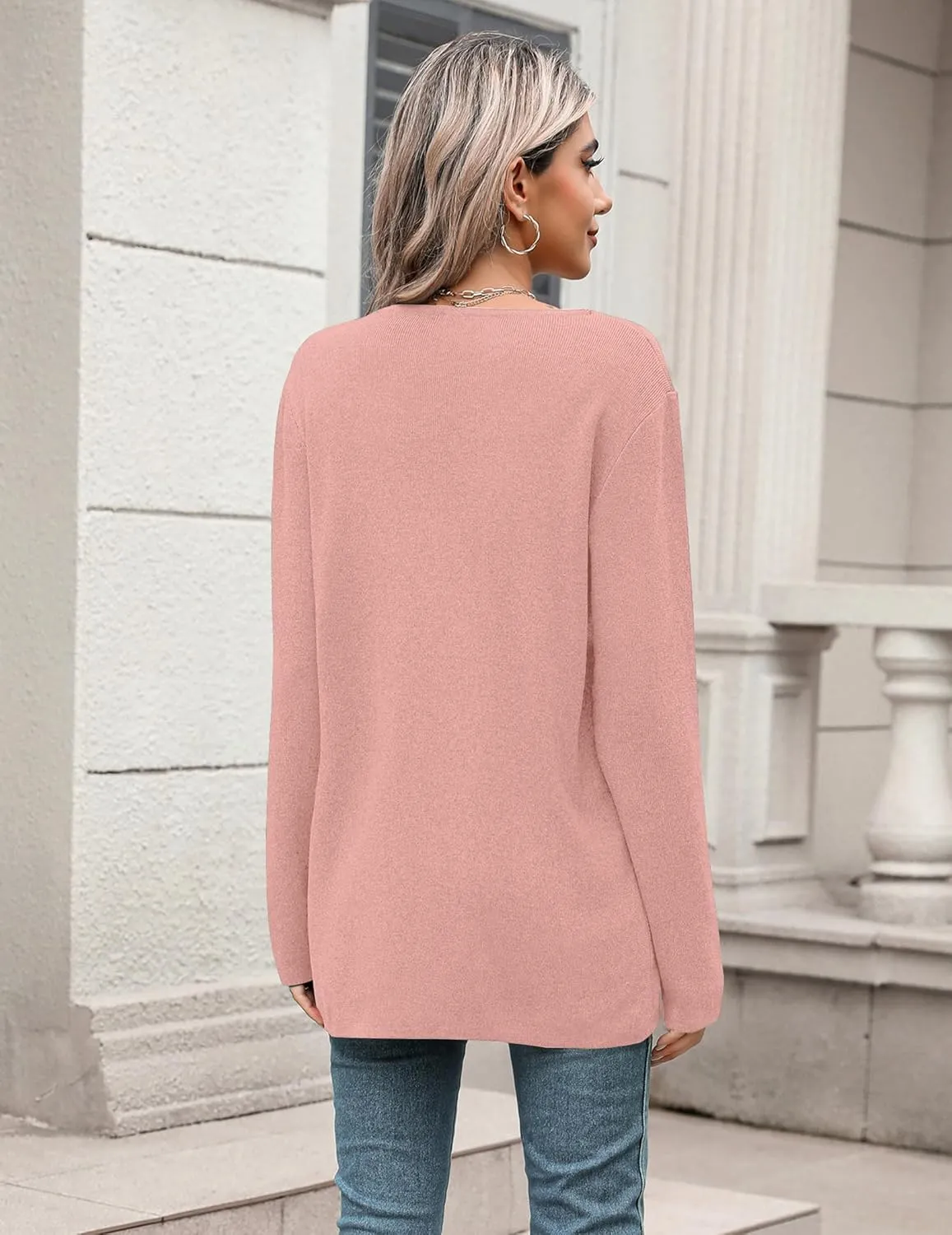 Zeagoo Women's V Neck Button Long Cardigan Sweater Casual 2024 Fall Knit Sweater Blazer with Pockets