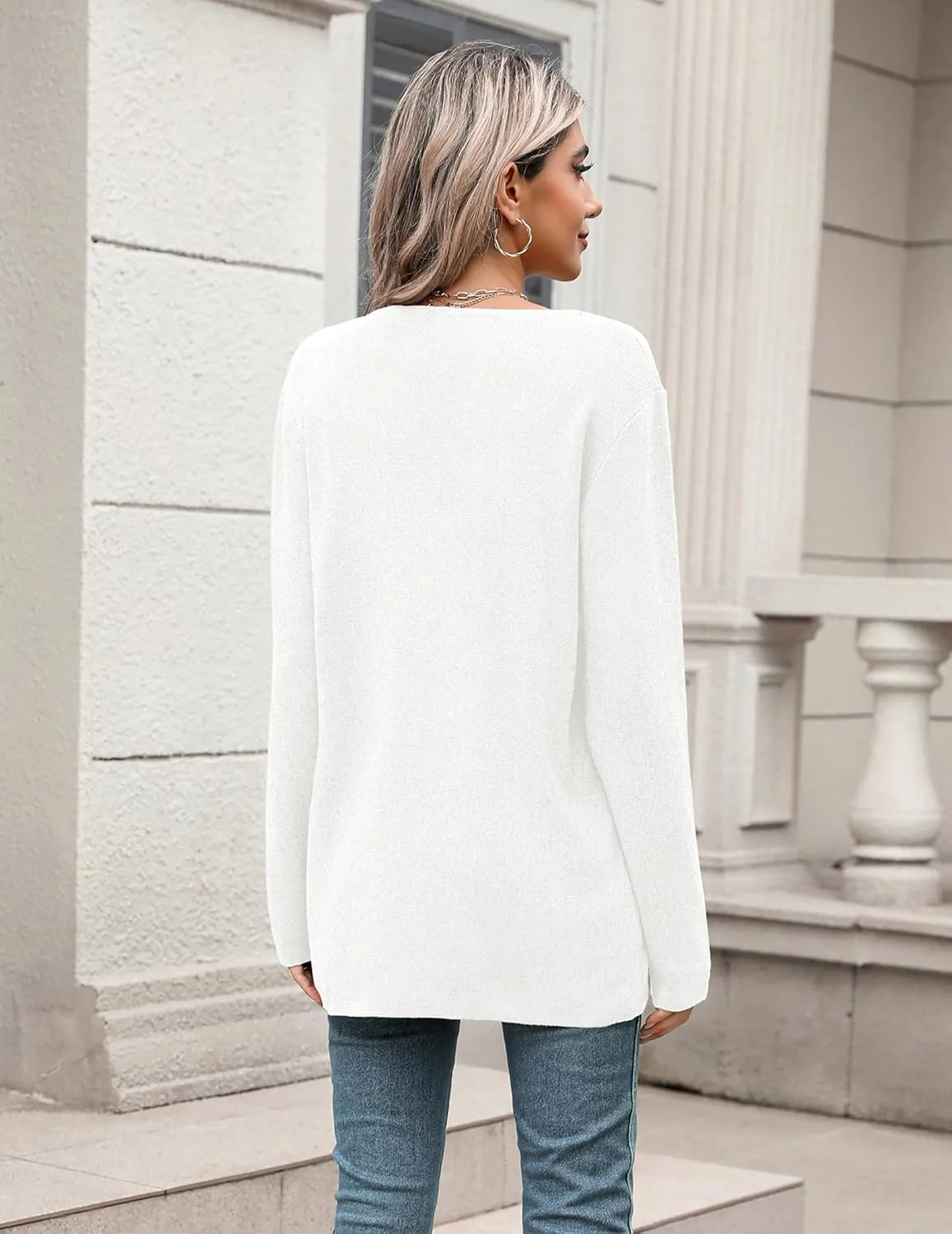 Zeagoo Women's V Neck Button Long Cardigan Sweater Casual 2024 Fall Knit Sweater Blazer with Pockets