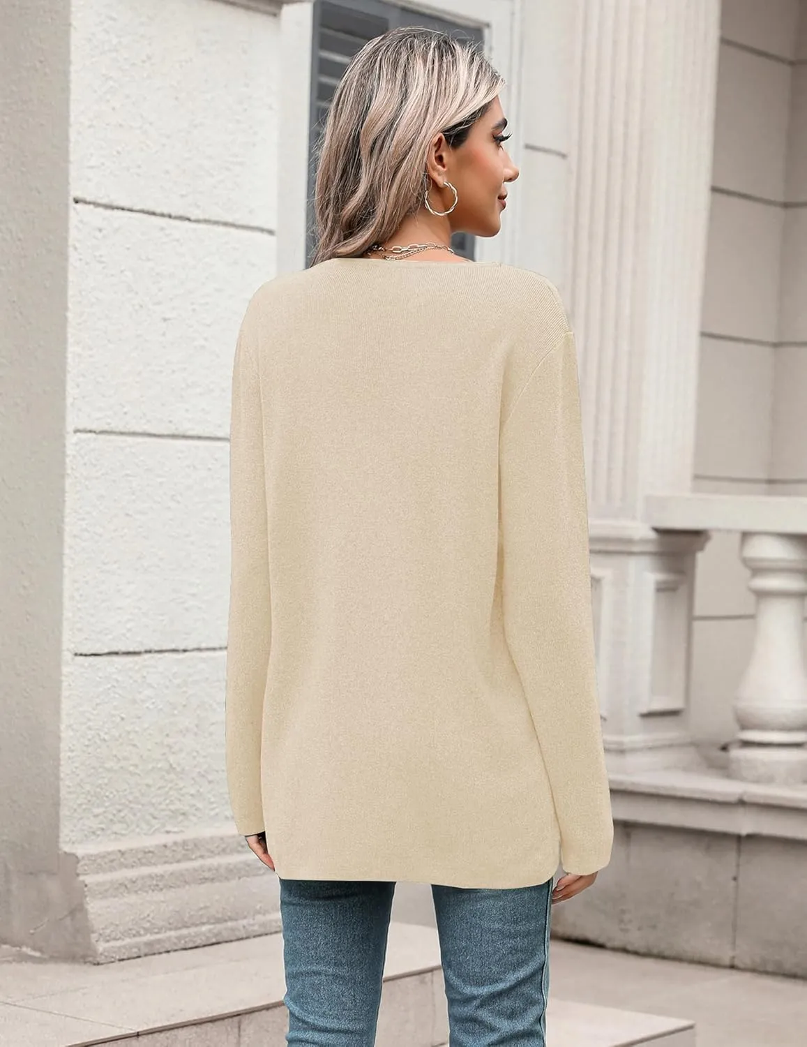 Zeagoo Women's V Neck Button Long Cardigan Sweater Casual 2024 Fall Knit Sweater Blazer with Pockets