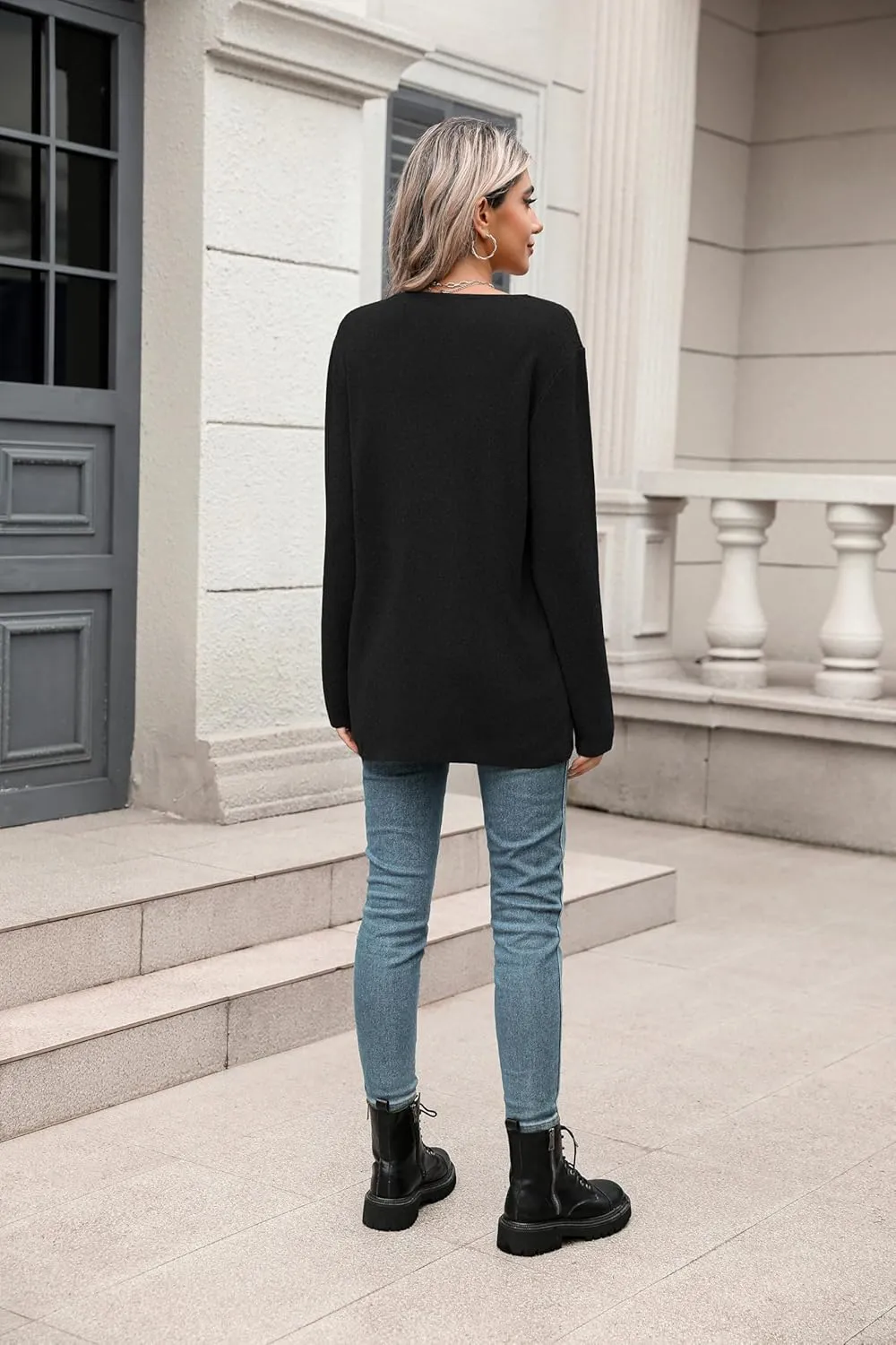 Zeagoo Women's V Neck Button Long Cardigan Sweater Casual 2024 Fall Knit Sweater Blazer with Pockets