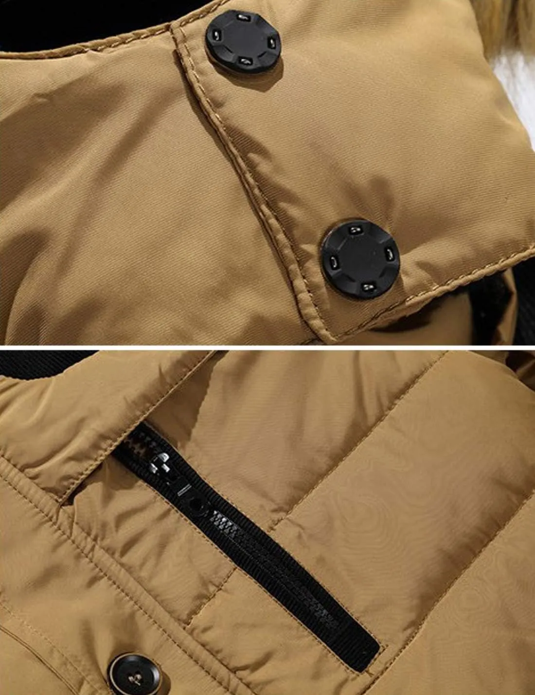 ZGZZ7 Men's Winter Warm Puffy Coats Detachable Fur Hood Outerwear Cotton Padded Jackets