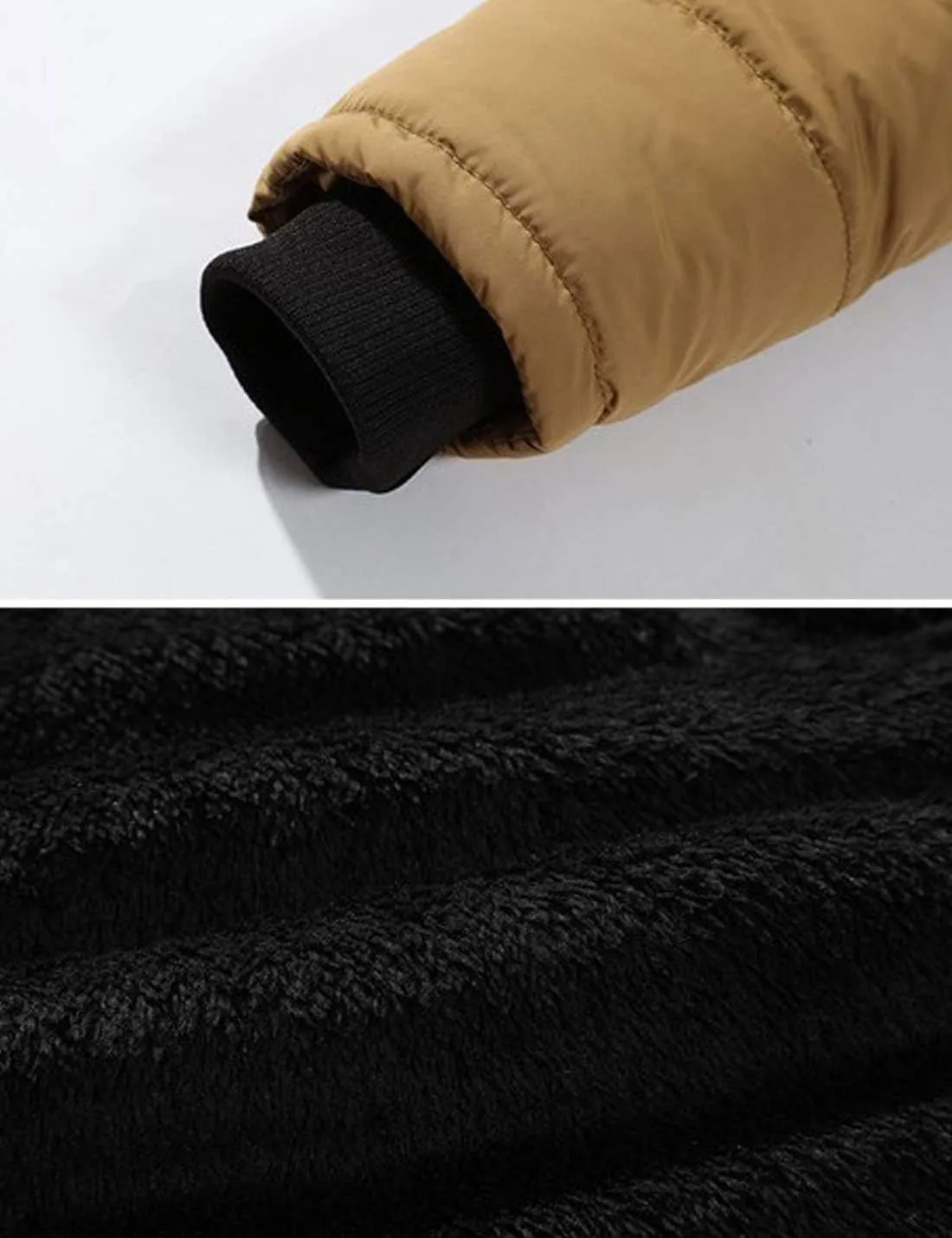 ZGZZ7 Men's Winter Warm Puffy Coats Detachable Fur Hood Outerwear Cotton Padded Jackets